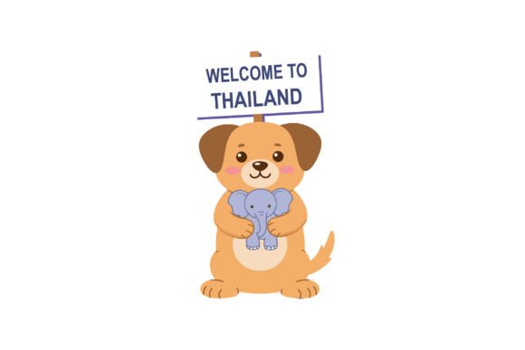 Adorable Cartoon Dog with Elephant