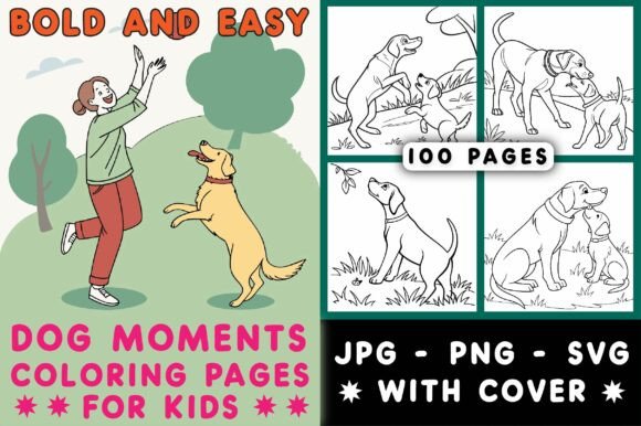 Bold and Easy Dog Moments Coloring Pages