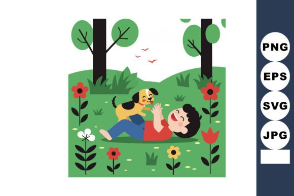 Child Playing with Small Dog on Green Grass Embroidery Design Review