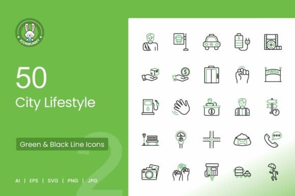 City Lifestyle Green Black Icons
