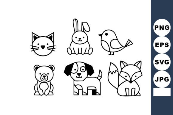 Cute Animal Faces and Silhouettes