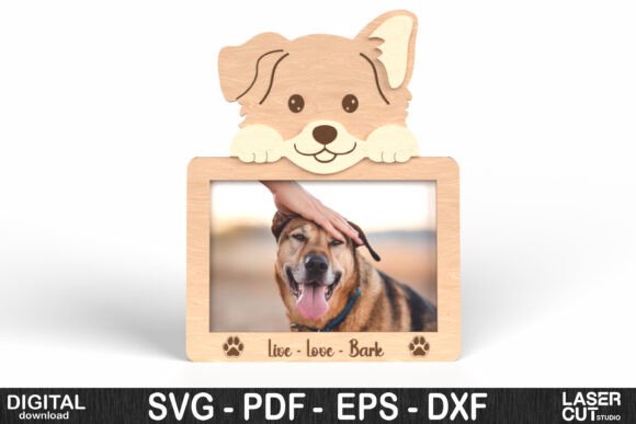 Cute Dog Head Photo Frame SVG