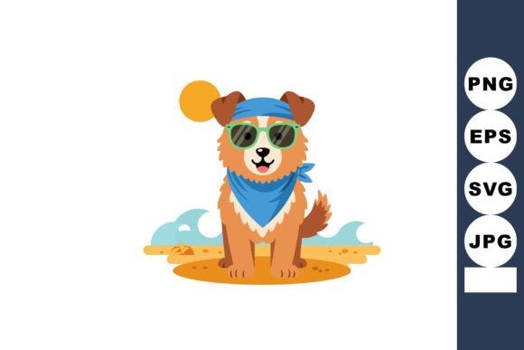 Cute Dog Wearing Sunglasses and Blue Bandana
