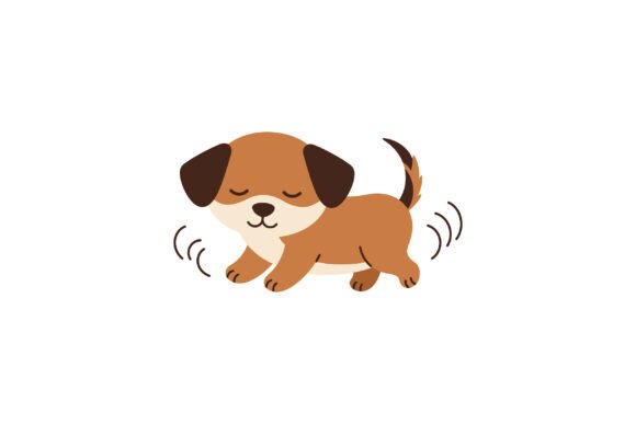 Cute Small Dog Wagging Tail Happy Pet Embroidery