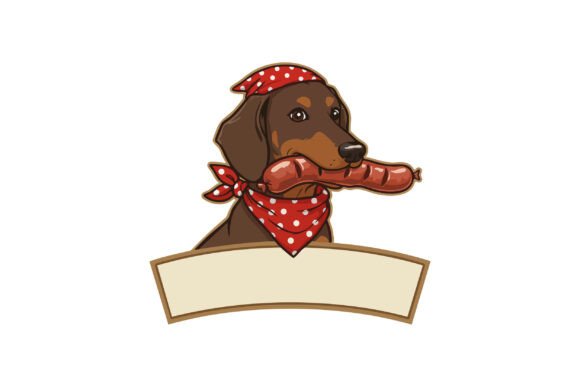Dachshund Dog with Red Bandana Holding S