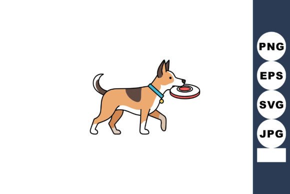 Dog Carrying Frisbee Toy in Mouth Playfu