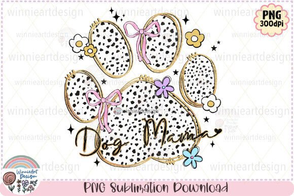 Dog Mama Glitter Dalmatian Flower Bow