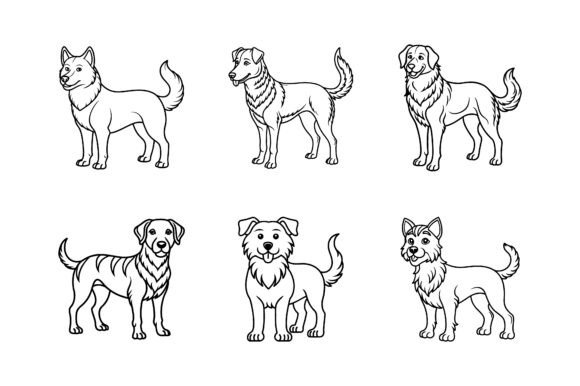Dog Outline Line Art Vector Icon Set Review