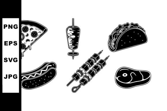 Fast Food Vector for Embroidery