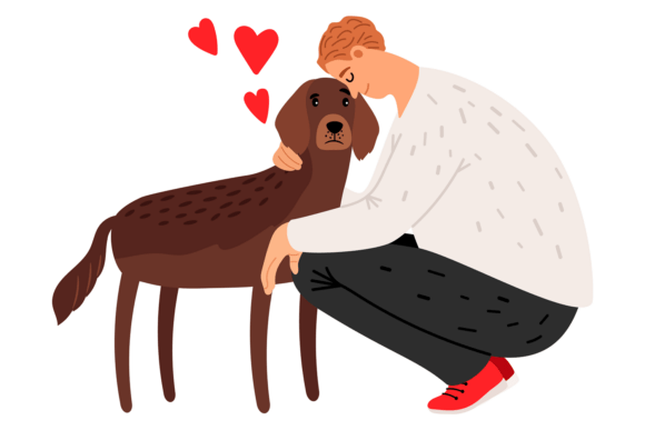 Man Hugging Dog