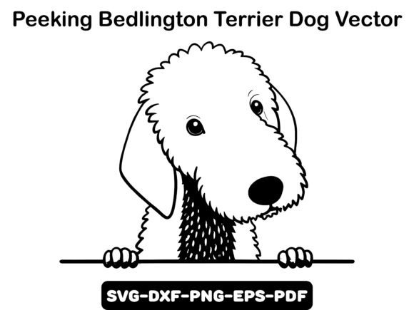 Peeking Bedlington Terrier Dog Vector Review