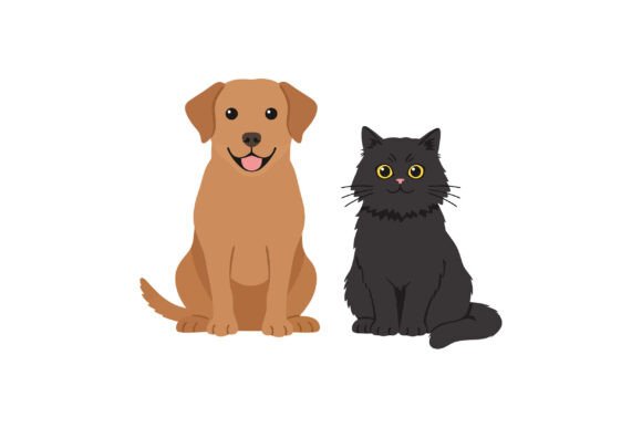 Playful Dog and Curious Cat Sitting Toge