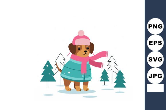 Small Dog in Winter Clothing with Pink H