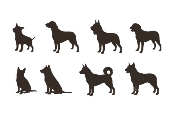 Various Dog Silhouettes in Minimal Style Review